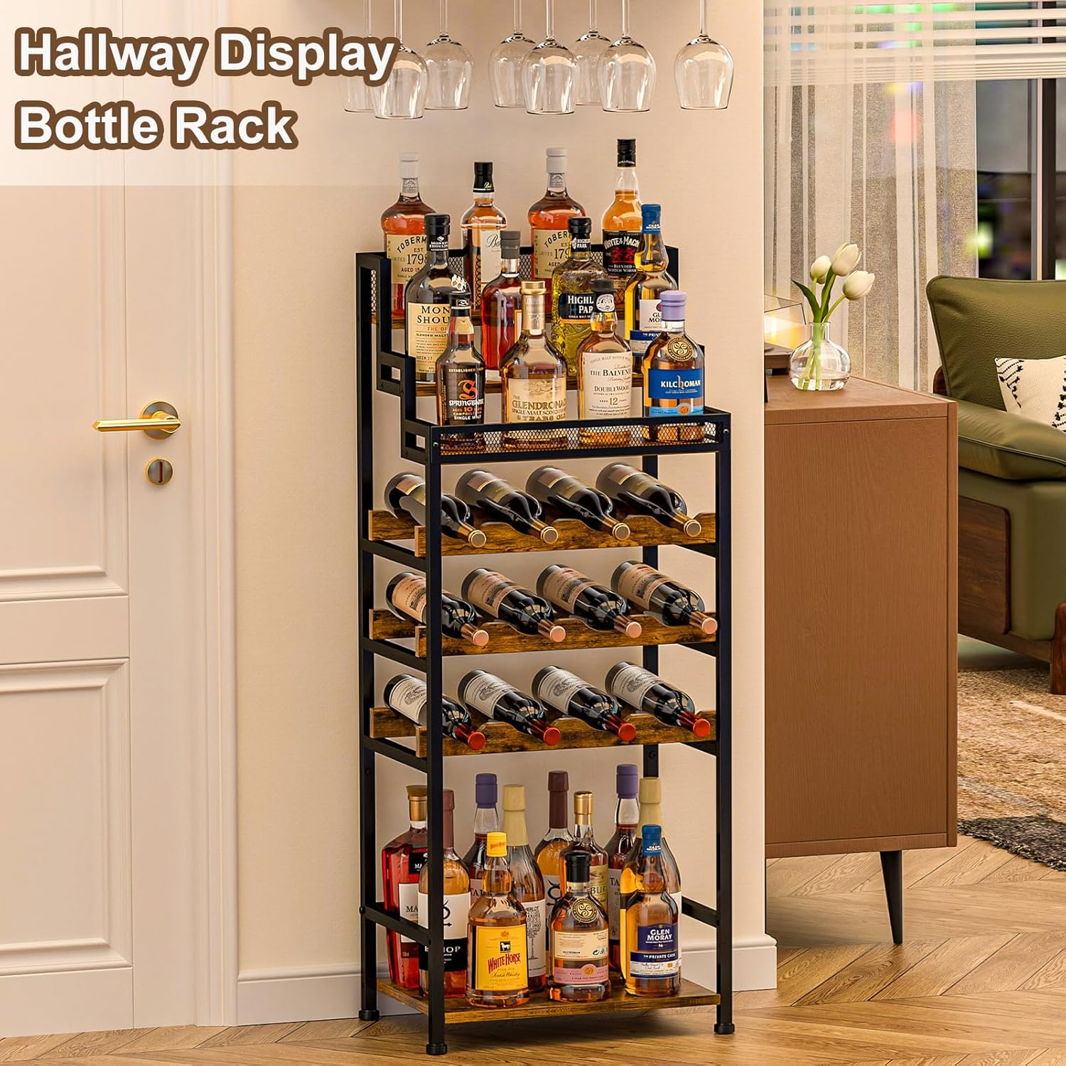 Tiered Freestanding Liquor Wine Display Rack