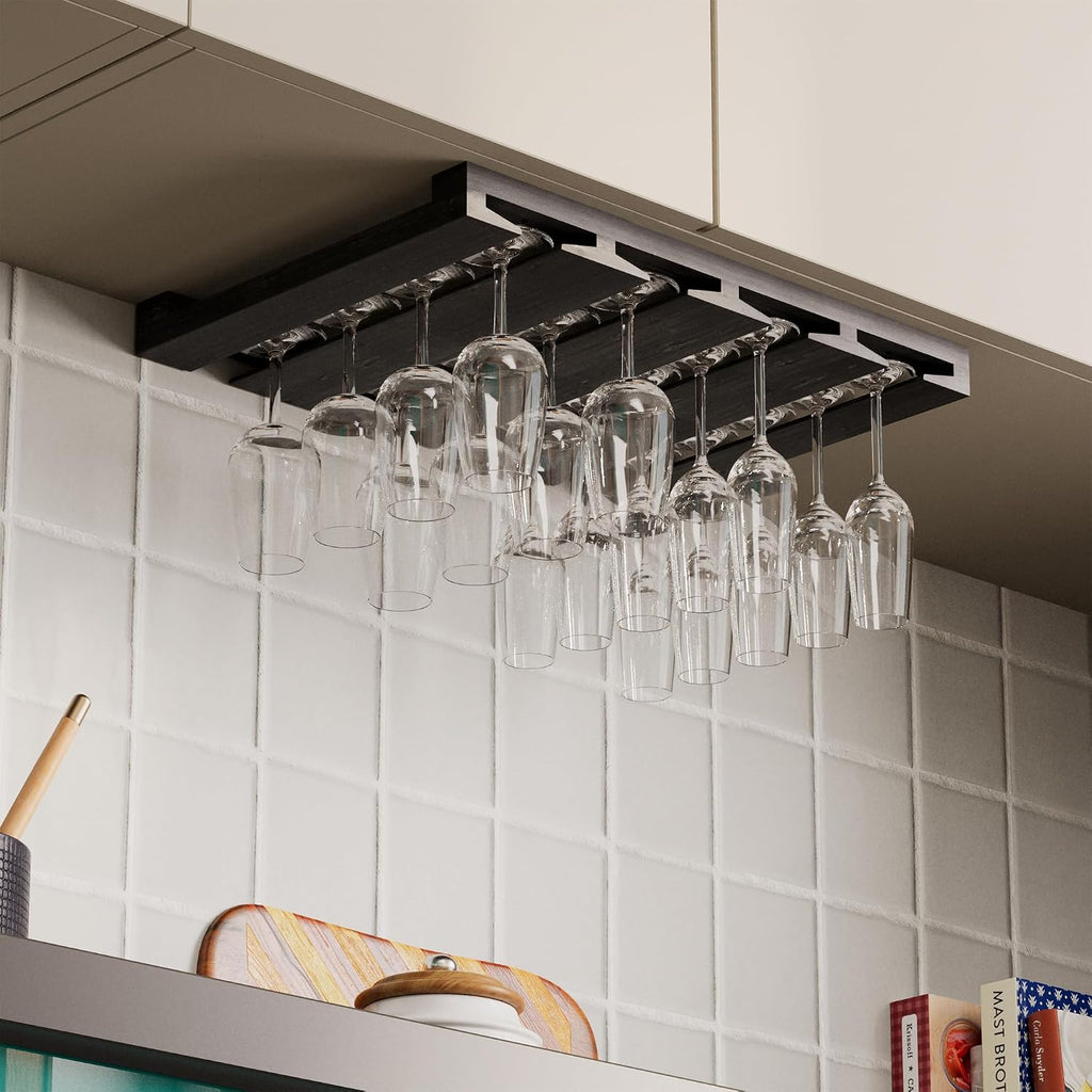 Under Cabinet Wood Stemware Glass Holder