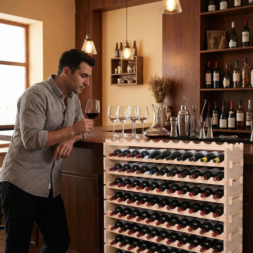 Stackable Modular Wooden Wine Storage Cabinet