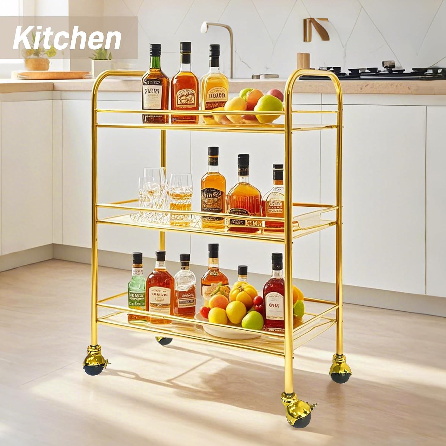 Gold Rolling Bar Cart Guardrail Design