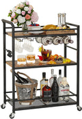 Rolling Bar Cart Wine Rack Shelves