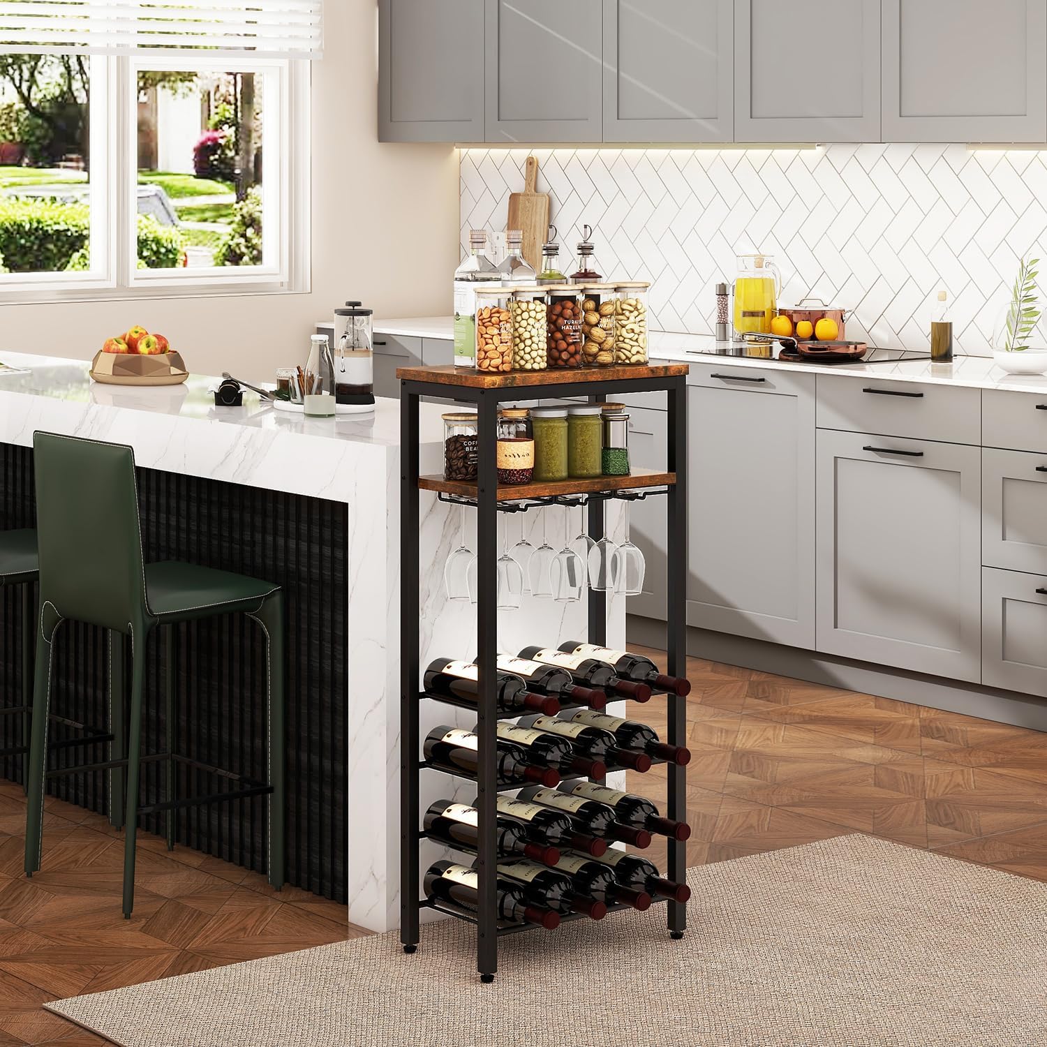 Freestanding Wine Rack With Glass Holder