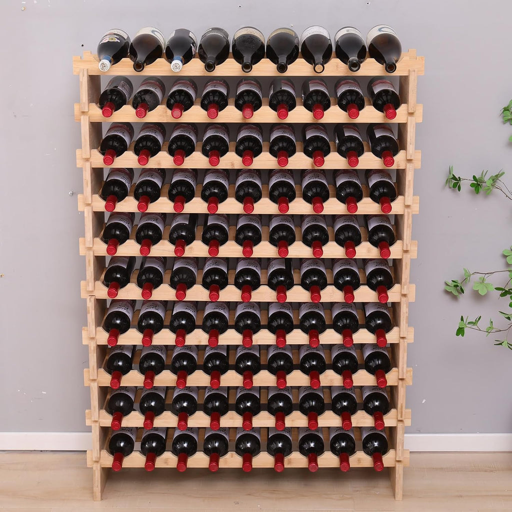 Stackable Modular Bamboo Wine Storage Rack