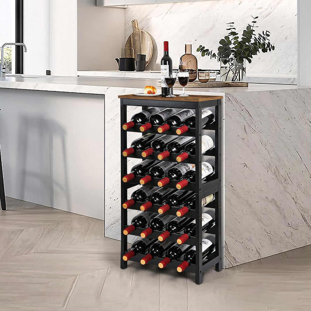 6-Tier Bamboo Freestanding Wine Display Rack
