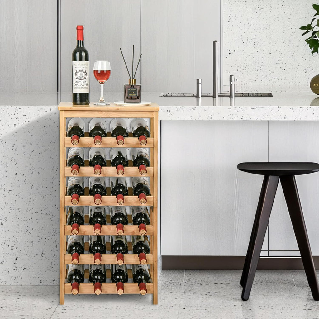 6-Tier Natural Bamboo Freestanding Wine Rack