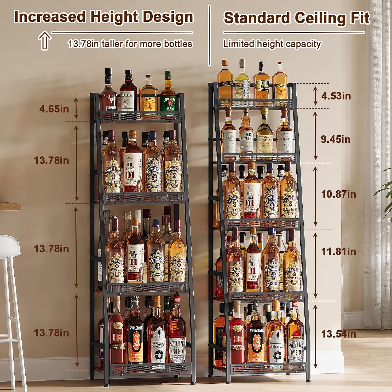 4-Tier Trapezoid Liquor Display Stand