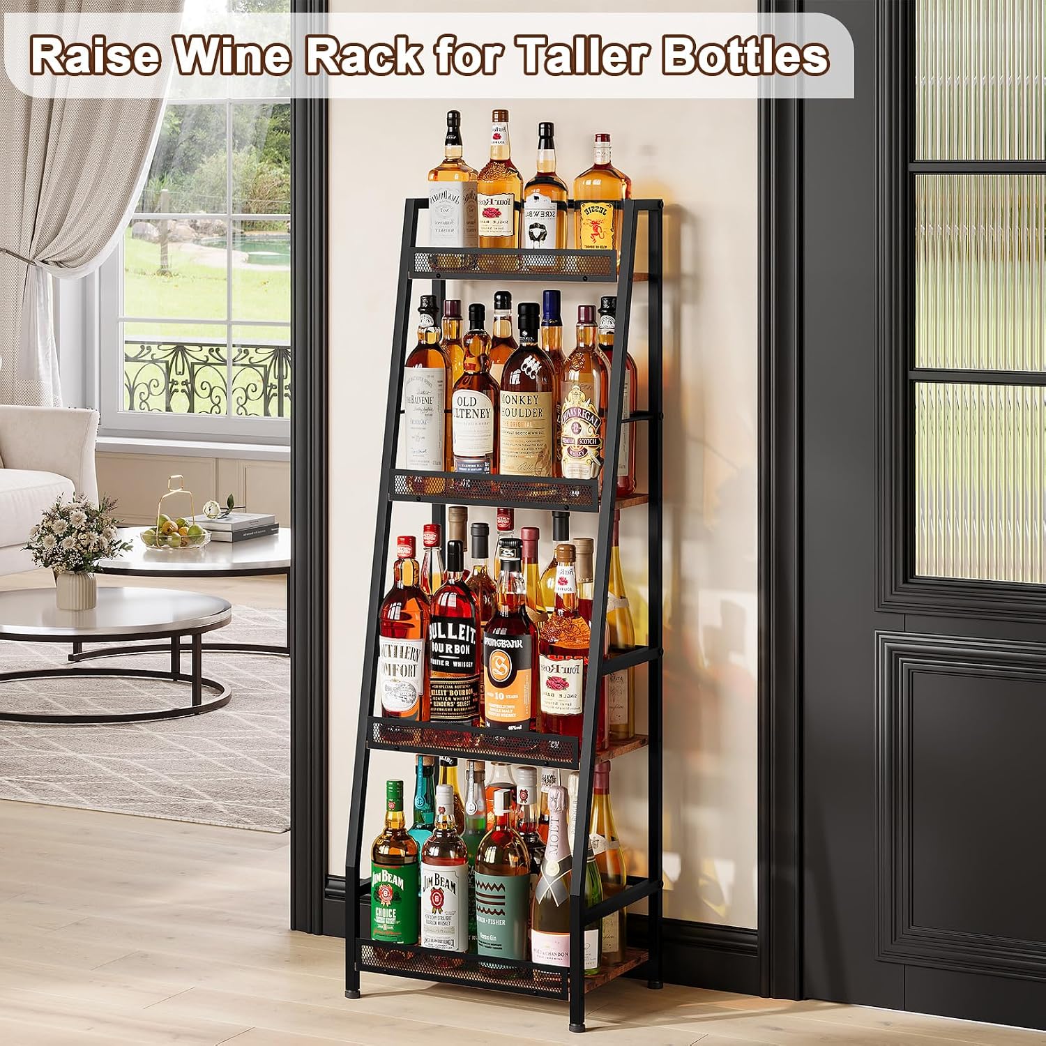 4-Tier Trapezoid Liquor Display Stand