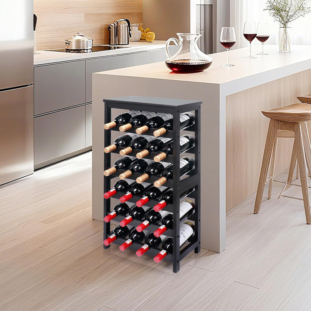 6-Tier Bamboo Freestanding Wine Storage Rack