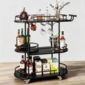 Rolling Bar Cart Wine Glass Holders