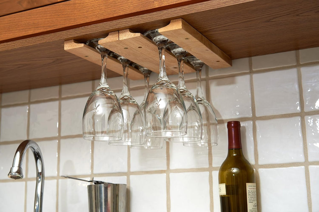 Under Cabinet Wood Wine Glass Holder