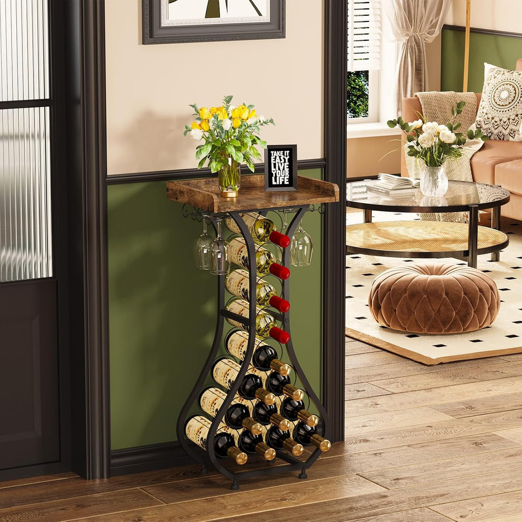 Freestanding Wine Rack With Glass Holder