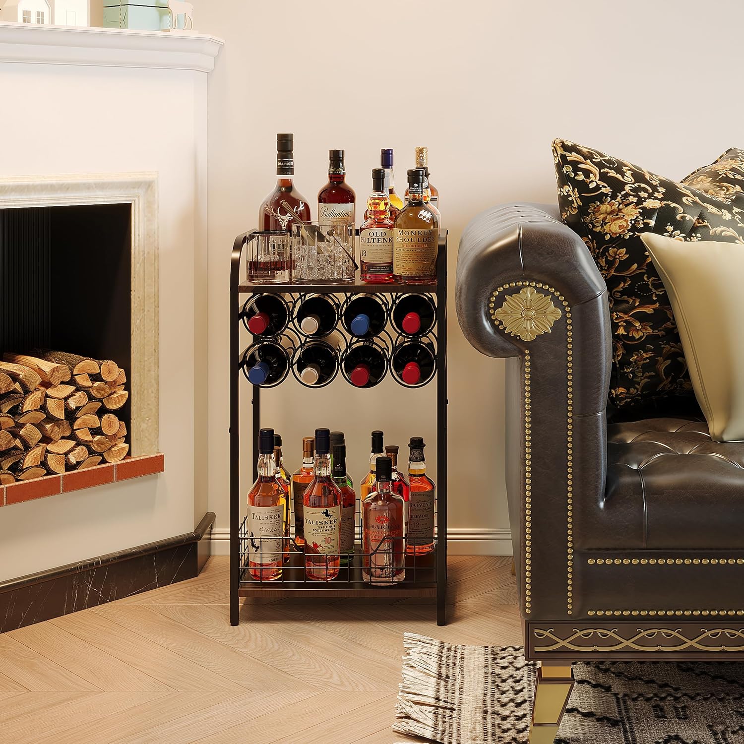 3-Tier Corner Liquor Wine Storage Cabinet