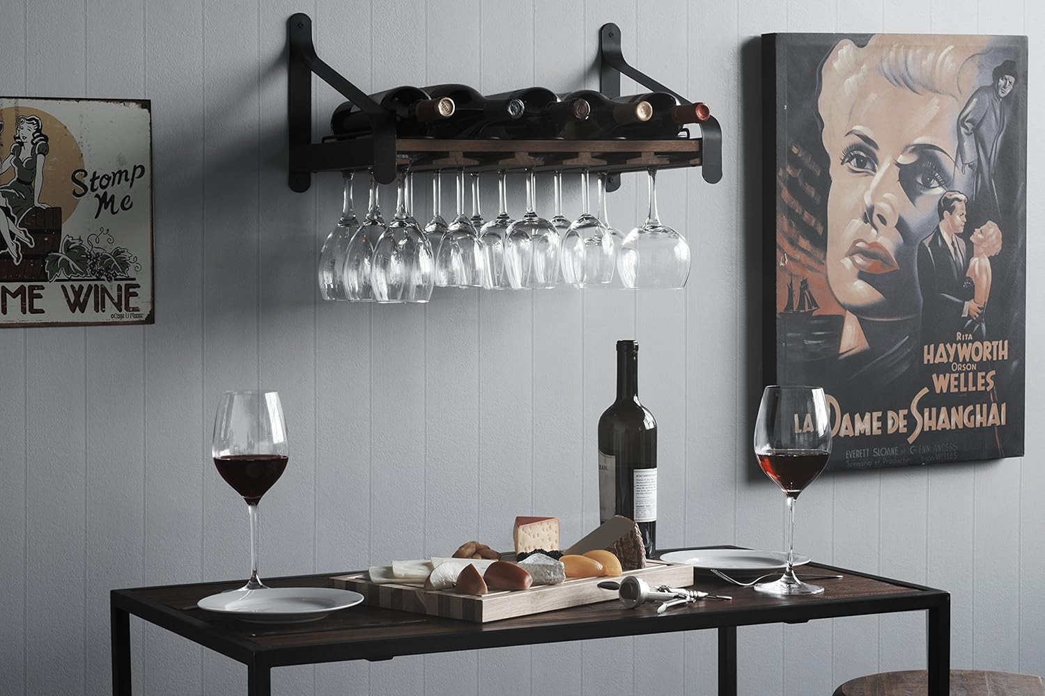Wood Wine Rack Glassware Holder Shelf