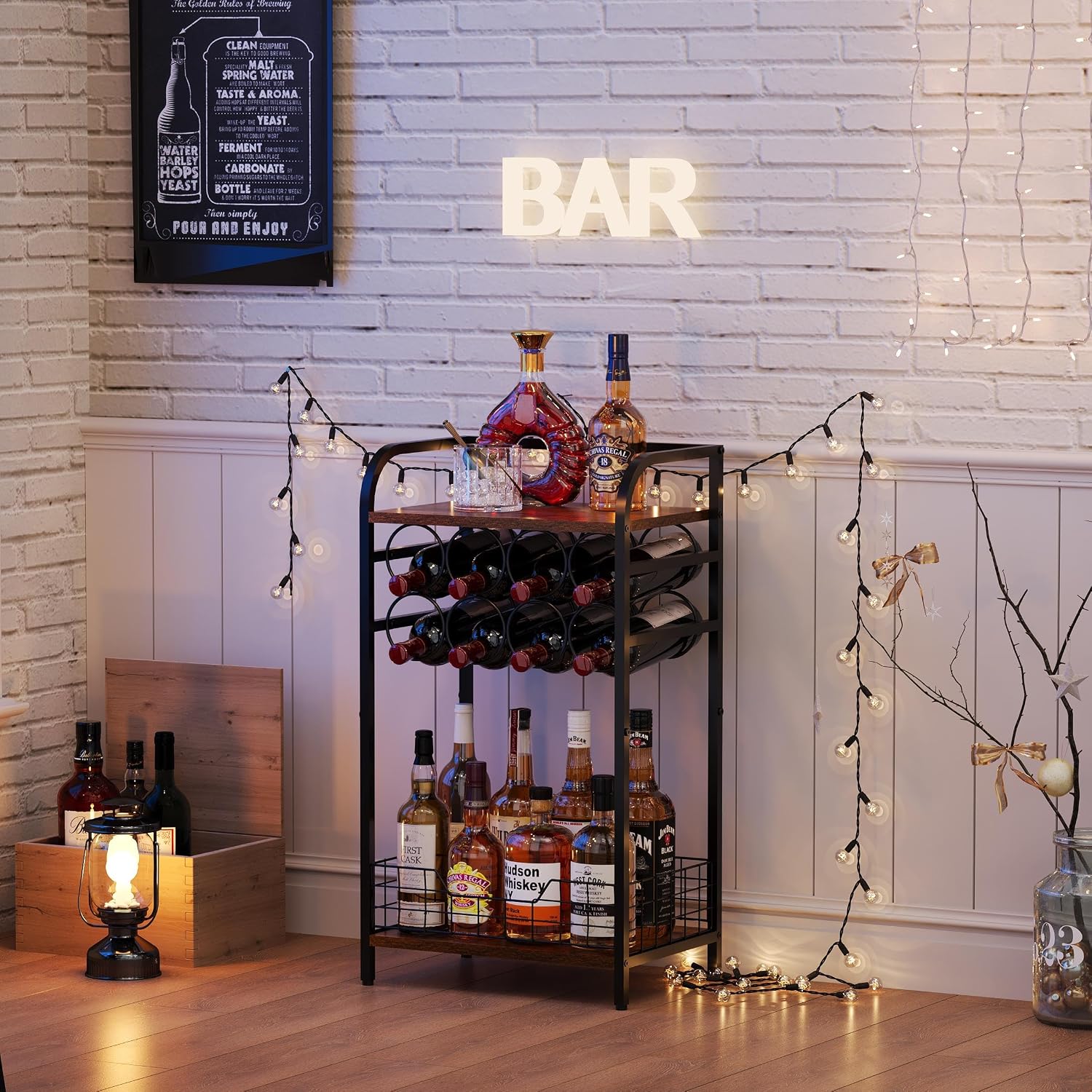 3-Tier Corner Liquor Wine Storage Cabinet