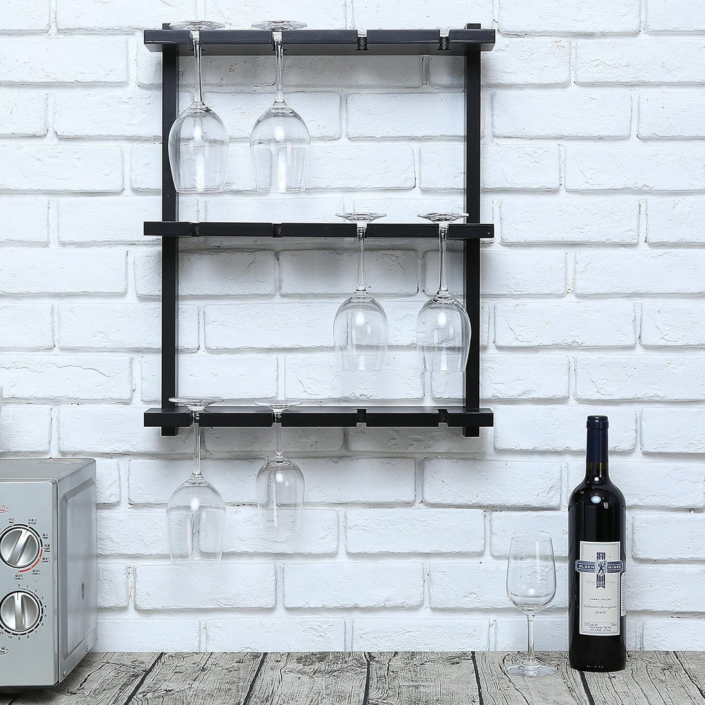 Wall Mount Wood Wine Glass Storage Rack