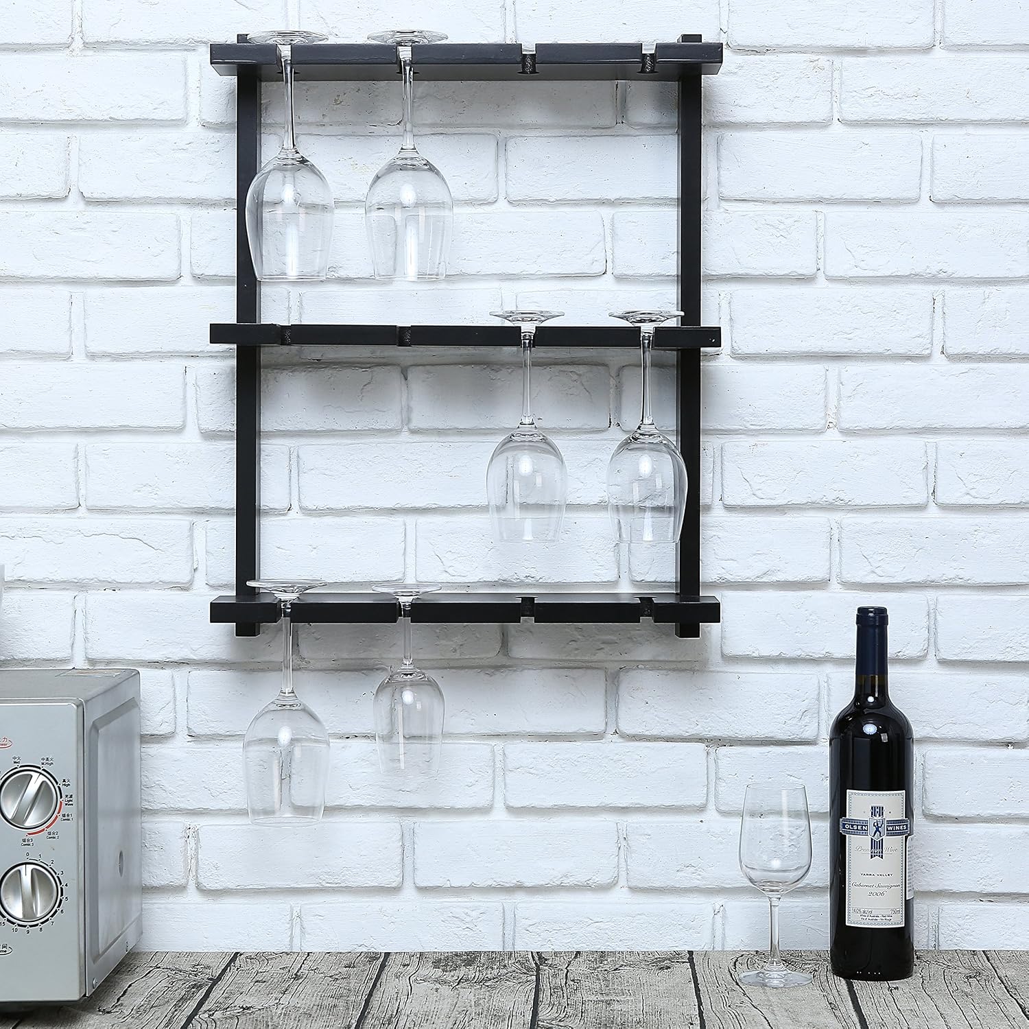 Wall Mount Wood Wine Glass Storage Rack