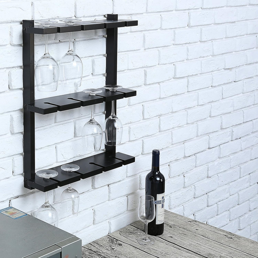 Wall Mount Wood Wine Glass Storage Rack