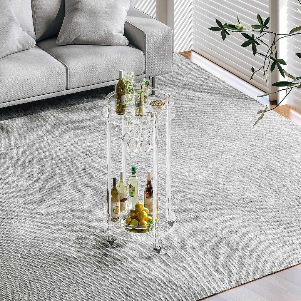Acrylic Rolling Bar Cart Glass Holders